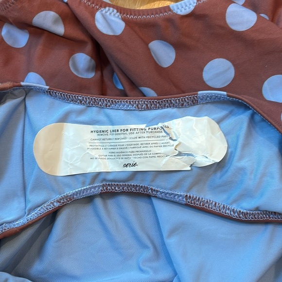 Aerie Swimsuit One Piece Polka Dot Cutout Strapless Cheeky NWT Size Large - Picture 5 of 5